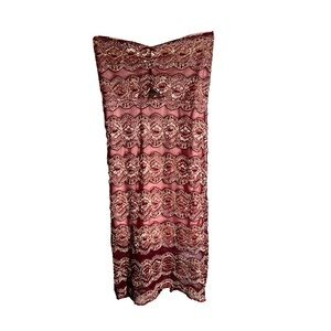 Mini Strappless Burgundy & Gold Dress